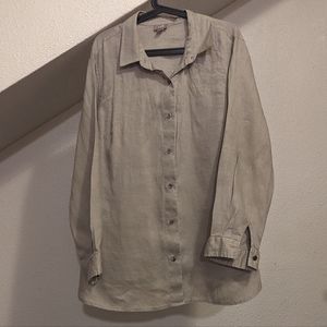J Jill light gray 1X long sleeve linen shirt